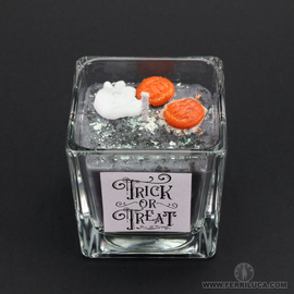 NATURAL CANDLES The Halloween Party grande Grey Skull and Pumpkin